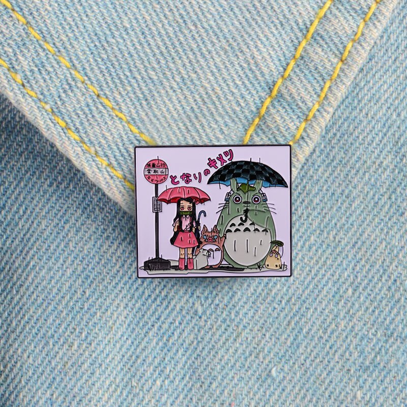 Demon Slayer & Totoro crossover Decorative Pin fan art